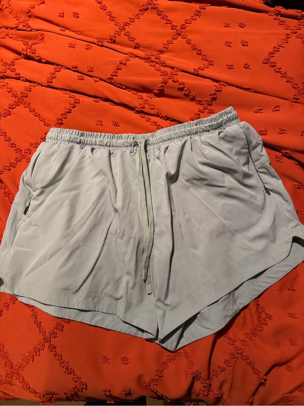 Women's Light Gray Athletic Shorts with Drawstring Waist